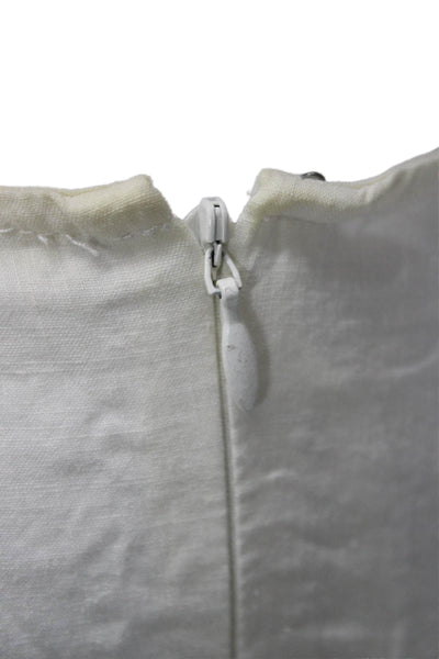 Odille Anthropologie Womens Linen Scoop Neck Sleeveless Blouse Ivory Size 6