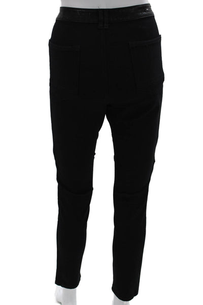 Pilcro Anthropologie Womens Black Faux Leather Pants Button Closure Size 30