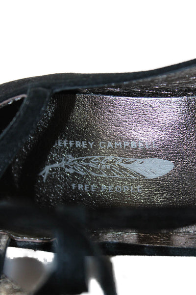 Jeffrey Campbell Womens Back Zip Stiletto Strappy Suede Pumps Blakc Size 8.5