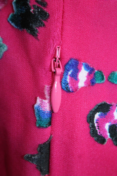 Tanya Taylor Womens Silk Floral V-Neck Maxi Dress 3/4 Sleeve Zip Pink Size 2