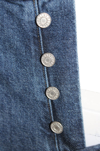 Agolde Womens Cropped Jeans Blue Mid Rise Button Fly Cotton Blend Size 25