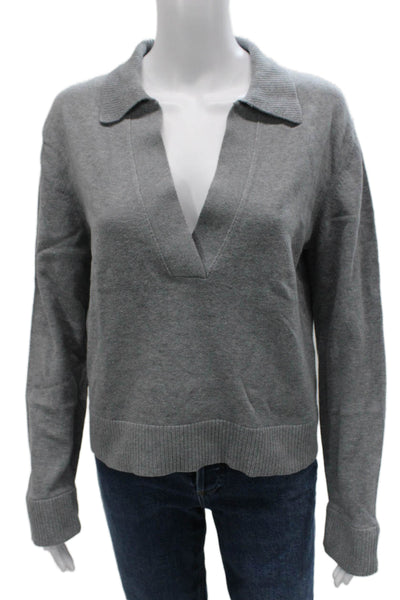 Simkhai Womens Collared Pullover Sweater Gray Cotton Cashmere Size S
