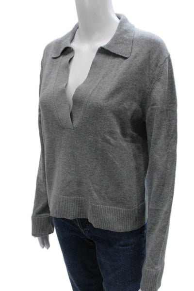 Simkhai Womens Collared Pullover Sweater Gray Cotton Cashmere Size S