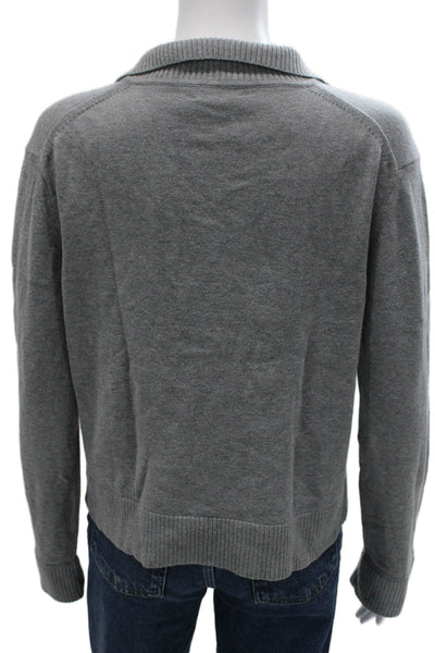 Simkhai Womens Collared Pullover Sweater Gray Cotton Cashmere Size S