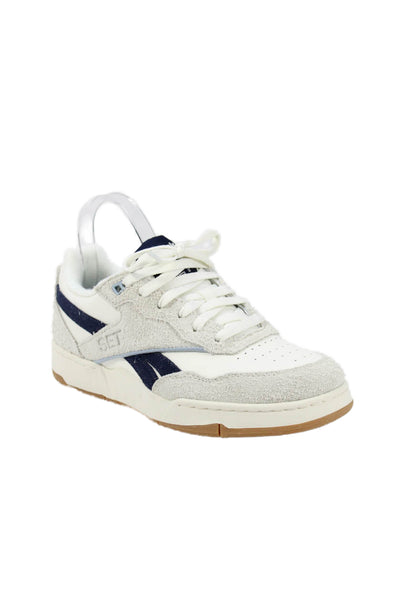 Reebok Womens Suede Low Top Basketball Sneakers White Navy Blue Size 8