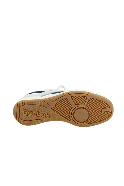 Reebok Womens Suede Low Top Basketball Sneakers White Navy Blue Size 8
