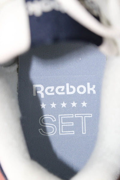 Reebok Womens Suede Low Top Basketball Sneakers White Navy Blue Size 8