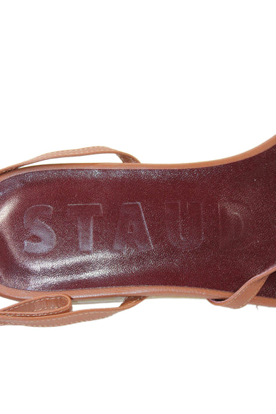 Staud Womens Leather Lace Up Toe Ring Sandals Brown Red Size 38 8
