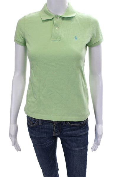Ralph Lauren Blue Label Women Basic Polo Green Cotton Short Sleeve Size S