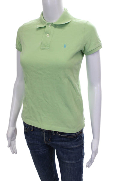 Ralph Lauren Blue Label Women Basic Polo Green Cotton Short Sleeve Size S