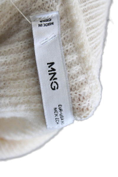 MNG Womens Collared Pullover Sweater Ivory Polyester Long Sleeve Size XS