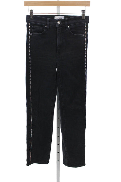 Frame Womens Skinny Black Jeans Mid Rise Cotton Inseam 29 Size 24