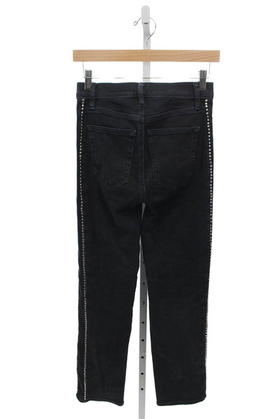 Frame Womens Skinny Black Jeans Mid Rise Cotton Inseam 29 Size 24
