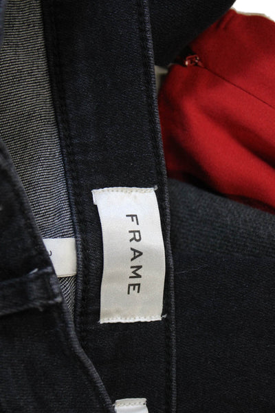 Frame Womens Skinny Black Jeans Mid Rise Cotton Inseam 29 Size 24