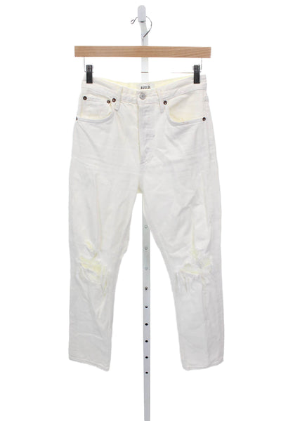 Agolde Womens White Tapered High Rise Jeans 100% Cotton Size 24