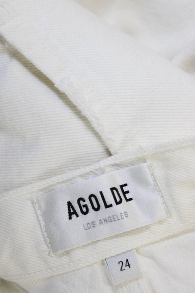 Agolde Womens White Tapered High Rise Jeans 100% Cotton Size 24
