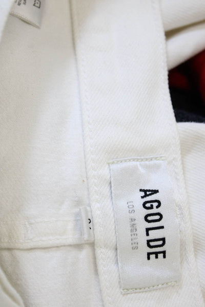 Agolde Women Cropped White High Rise Cotton Jeans Size 24