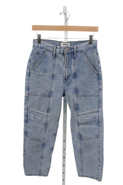Agolde Women Cropped White High Rise Cotton Jeans Size 24