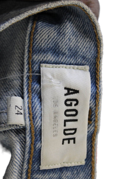 Agolde Women Cropped White High Rise Cotton Jeans Size 24