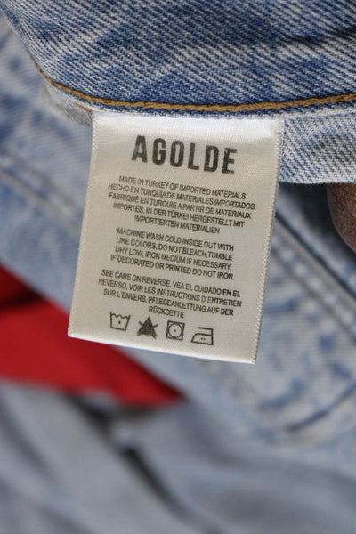 Agolde Womens Straight Jeans Blue High Rise Cotton Blend Size 24