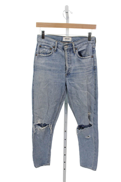 Agolde Women Mom Jeans Blue High Rise Cotton Inseam 27 Size 24