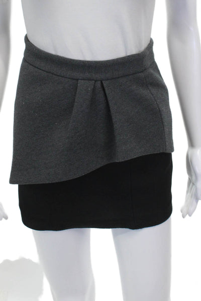 Maje Women Wrap Skirt Gray Polyester Short Solid Zip Size S