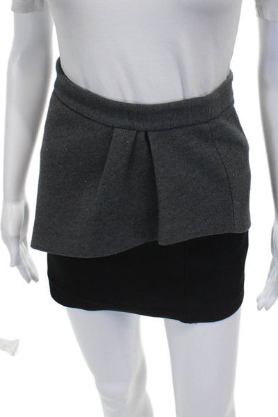 Maje Women Wrap Skirt Gray Polyester Short Solid Zip Size S