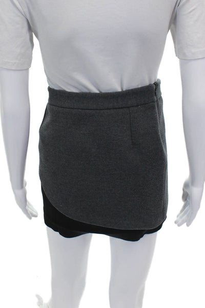 Maje Women Wrap Skirt Gray Polyester Short Solid Zip Size S