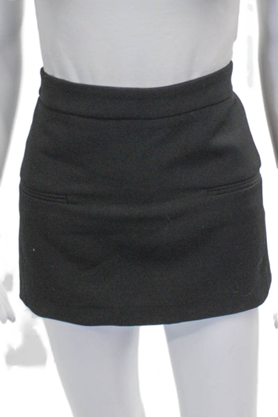 Zara Women Mini Skirt Black Viscose Zip Closure Size XS