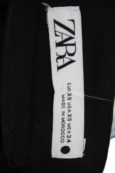 Zara Women Mini Skirt Black Viscose Zip Closure Size XS