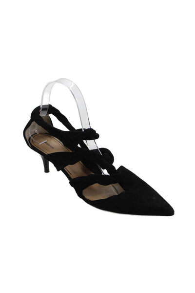 Proenza Schouler Women's Suede Pointed Toe Strappy Pumps Black Size 39