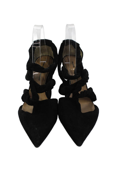 Proenza Schouler Women's Suede Pointed Toe Strappy Pumps Black Size 39