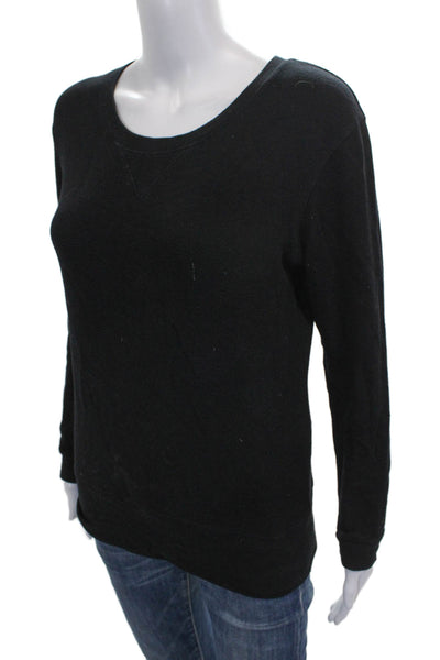 Monrow Women Pullover Sweatshirt Black Rayon Crew Neck Long Sleeve Size XS
