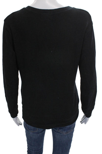 Monrow Women Pullover Sweatshirt Black Rayon Crew Neck Long Sleeve Size XS