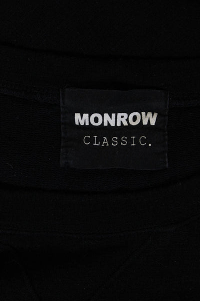 Monrow Women Pullover Sweatshirt Black Rayon Crew Neck Long Sleeve Size XS