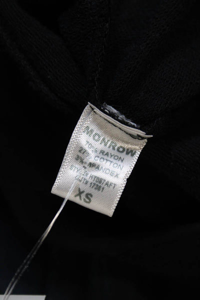Monrow Women Pullover Sweatshirt Black Rayon Crew Neck Long Sleeve Size XS
