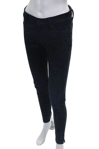 J Brand Womens Leather Jegging Blue Button Closure 26in Inseam Size 25