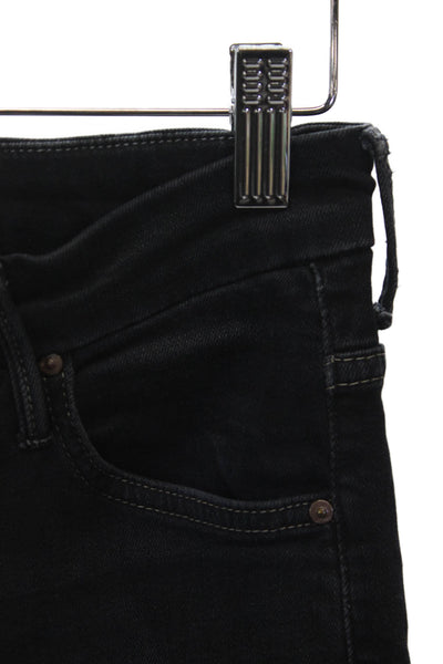 Mother Womens Skinny High Rise Black Cotton Jeans Button 27in Inseam Size 26