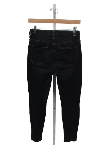 Mother Womens Skinny High Rise Black Cotton Jeans Button 27in Inseam Size 26
