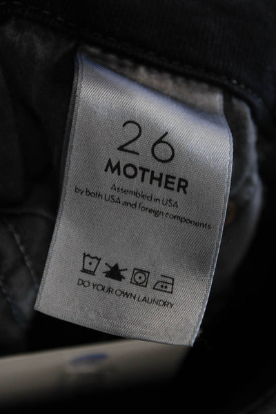 Mother Womens Skinny High Rise Black Cotton Jeans Button 27in Inseam Size 26