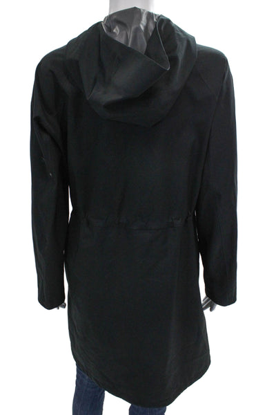 Uniqlo Women Black Raincoat Zip Polyester Long Sleeve Solid Fall Size M