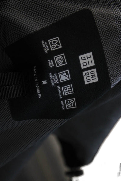Uniqlo Women Black Raincoat Zip Polyester Long Sleeve Solid Fall Size M