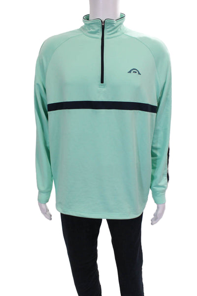 Dunning Gold Mens 1/2 Zipper Long Sleeves Turtleneck Shirt Blue Size Large