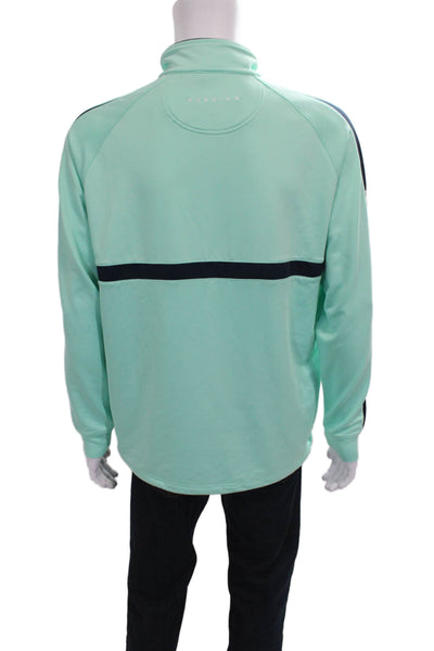 Dunning Gold Mens 1/2 Zipper Long Sleeves Turtleneck Shirt Blue Size Large