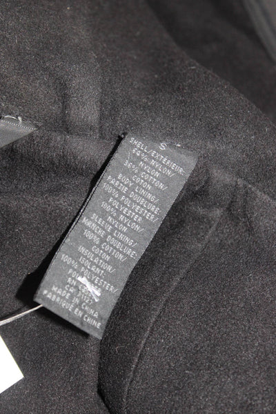 DKNY Mens Parka Coat Black Button Nylon Blend Size S