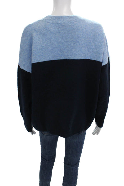 Vince Camuto Women Pullover Sweater Blue Crew Neck Long Sleeve Acrylic Size M