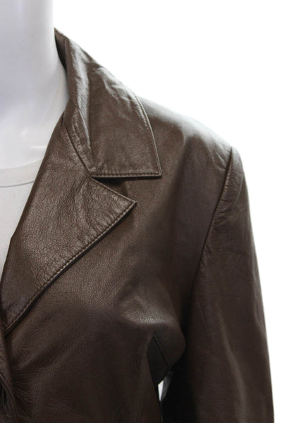 Wilsons Leather Womens Basic Leather Jacket Brown Button Size S