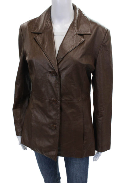 Wilsons Leather Womens Basic Leather Jacket Brown Button Size S