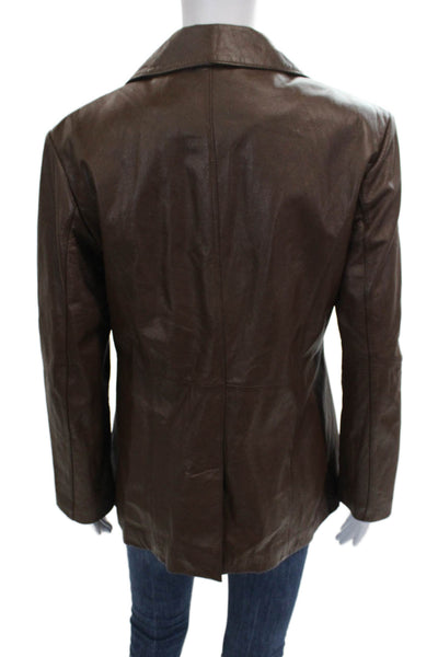 Wilsons Leather Womens Basic Leather Jacket Brown Button Size S