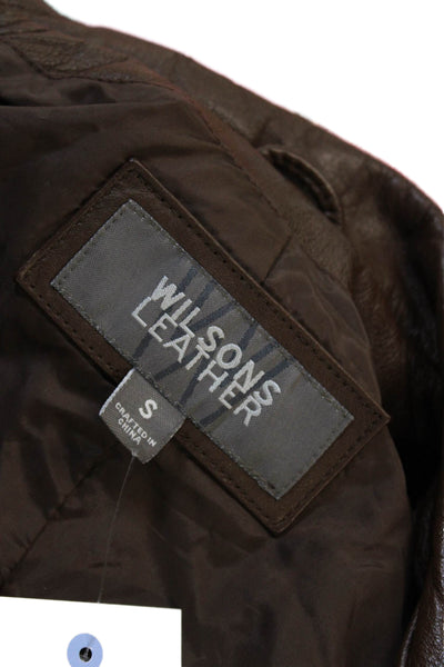 Wilsons Leather Womens Basic Leather Jacket Brown Button Size S